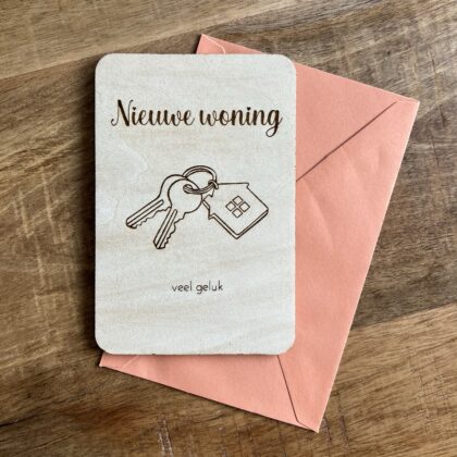 Houten kaart | Nieuwe woning - Sleutel