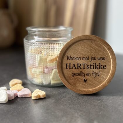 Snoeppot eigen tekst graveren