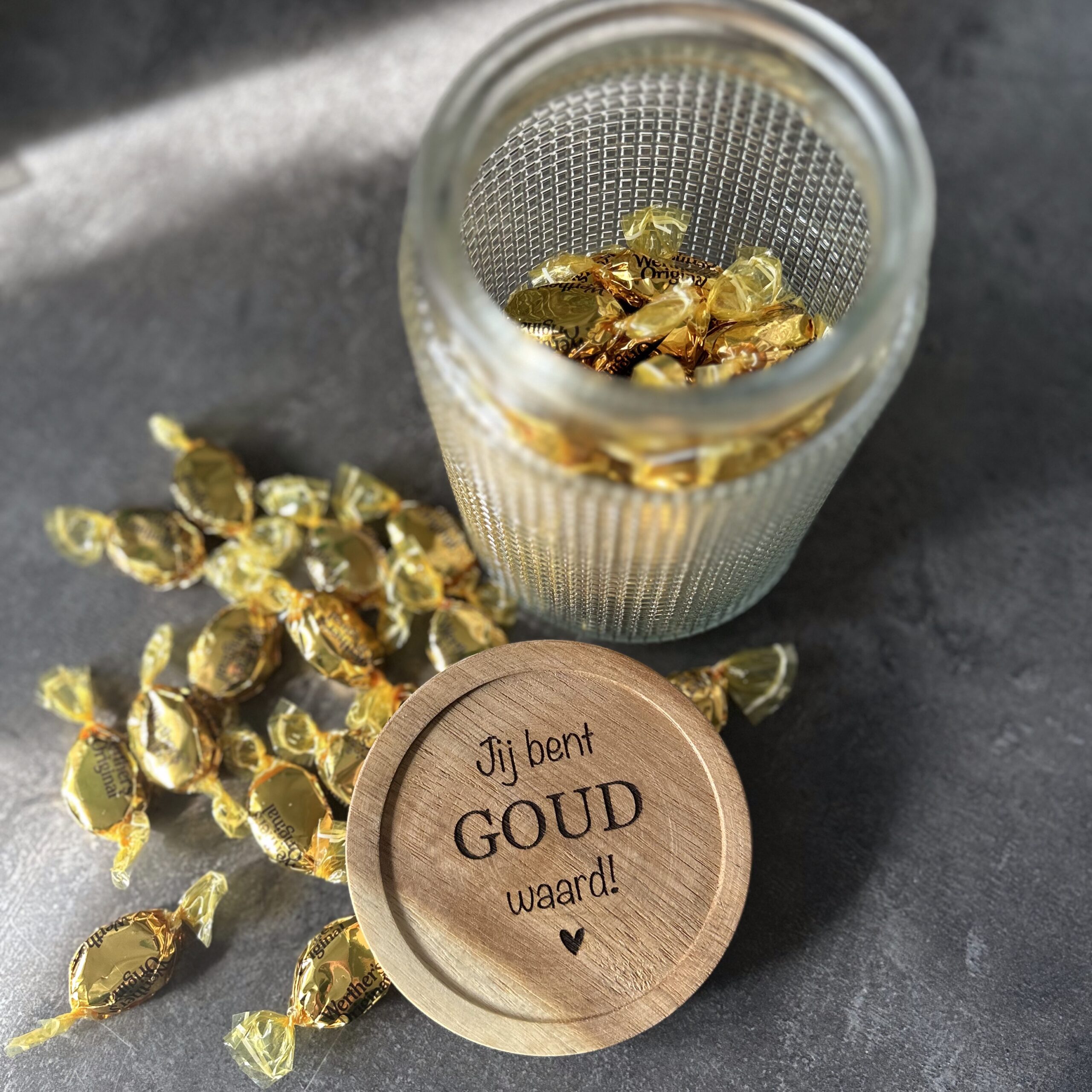 Voorraadpot eigen tekst